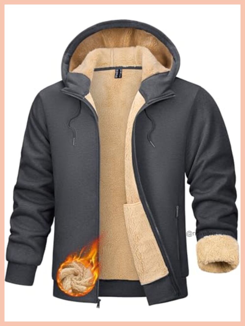Men's Zip Up Sherpa Lined Hoodie Thick Fleece Heavyweight Jacket